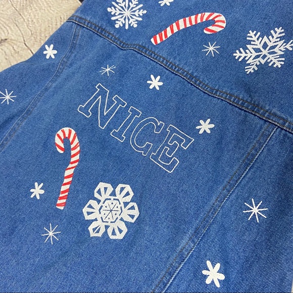 4/$25 Winter denim dog jacket Christmas - Picture 4 of 8